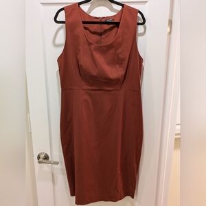 RW & Co Sleeveless Shirt Dress (Burnt Orange, Size XL, Stretch)